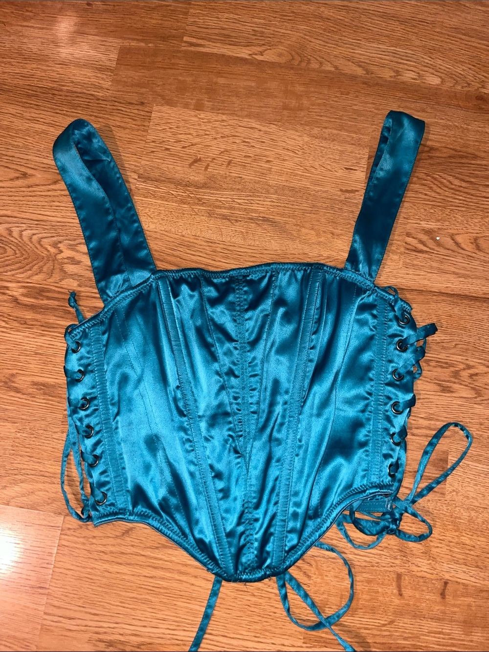 Urban Outfitters Teal Satin Corset Bustier